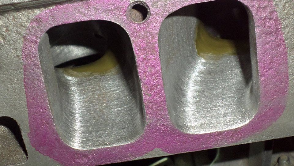 Cylinder head port being hand ported
